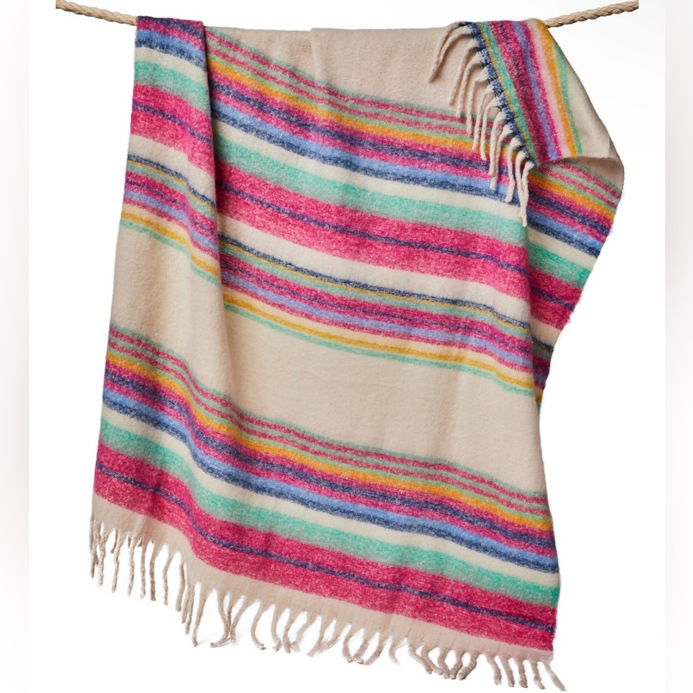 Free People Skye Stripe Fringe Throw, 50"x 60" NWT